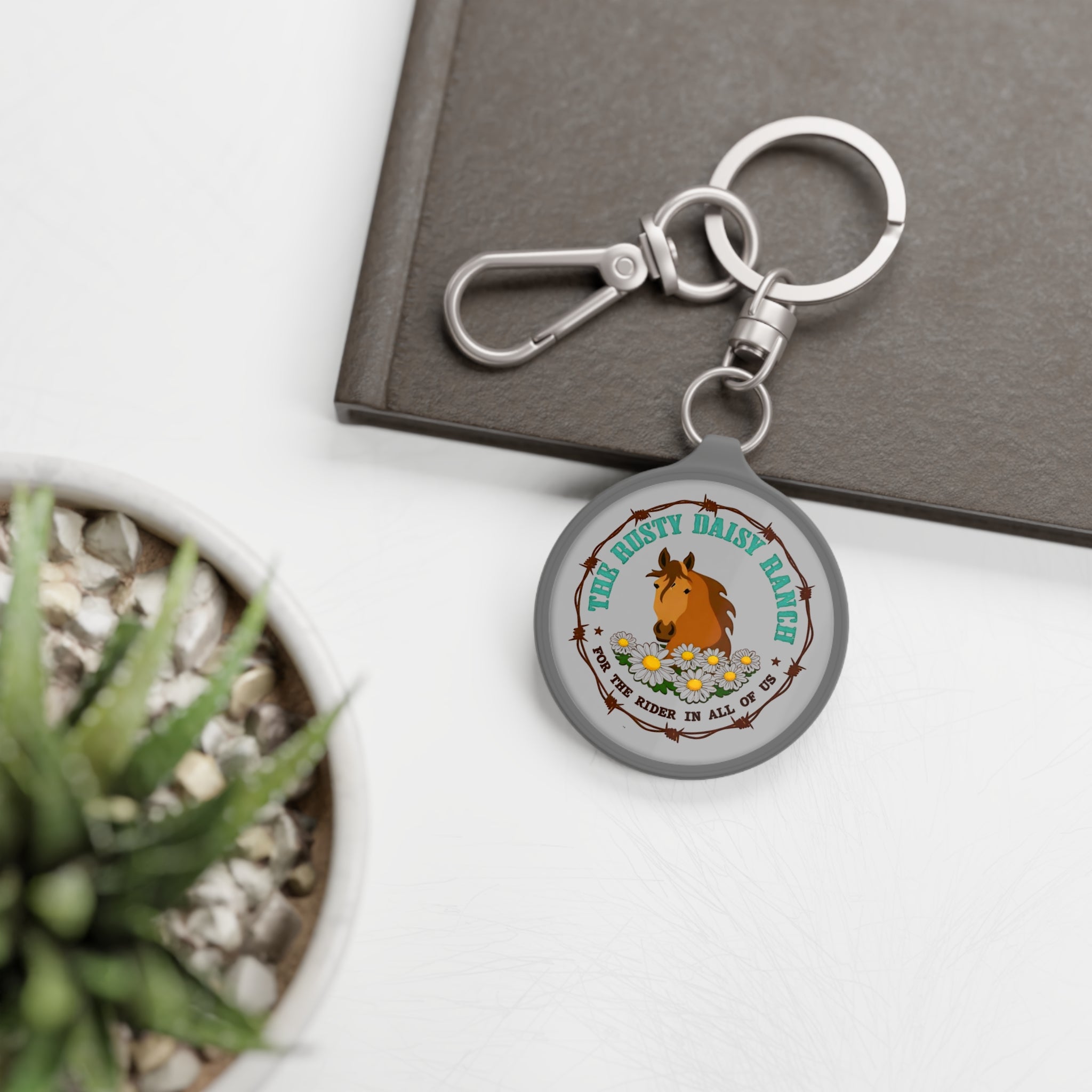 Rusty Daisy Ranch Horse Keyring Tag