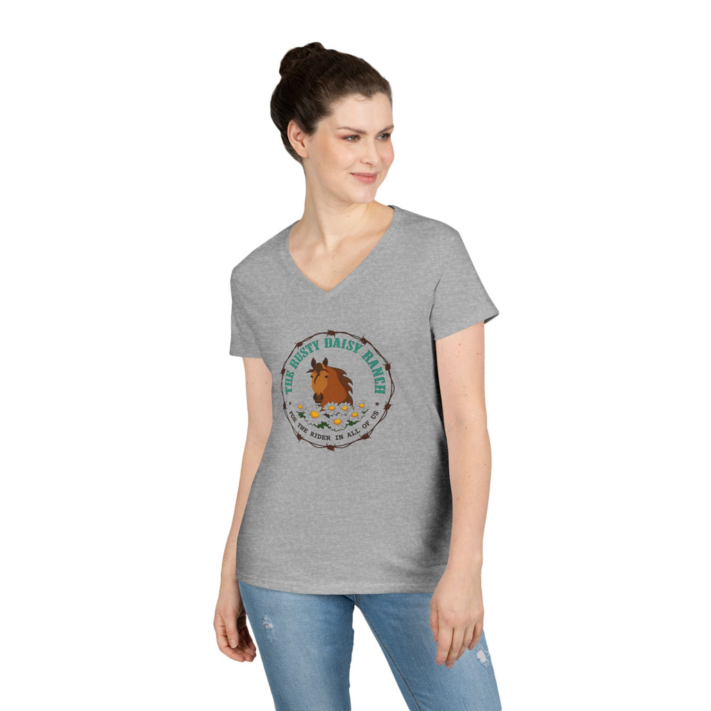 Ladies' V-Neck T-Shirt -Rusty Daisy Ranch