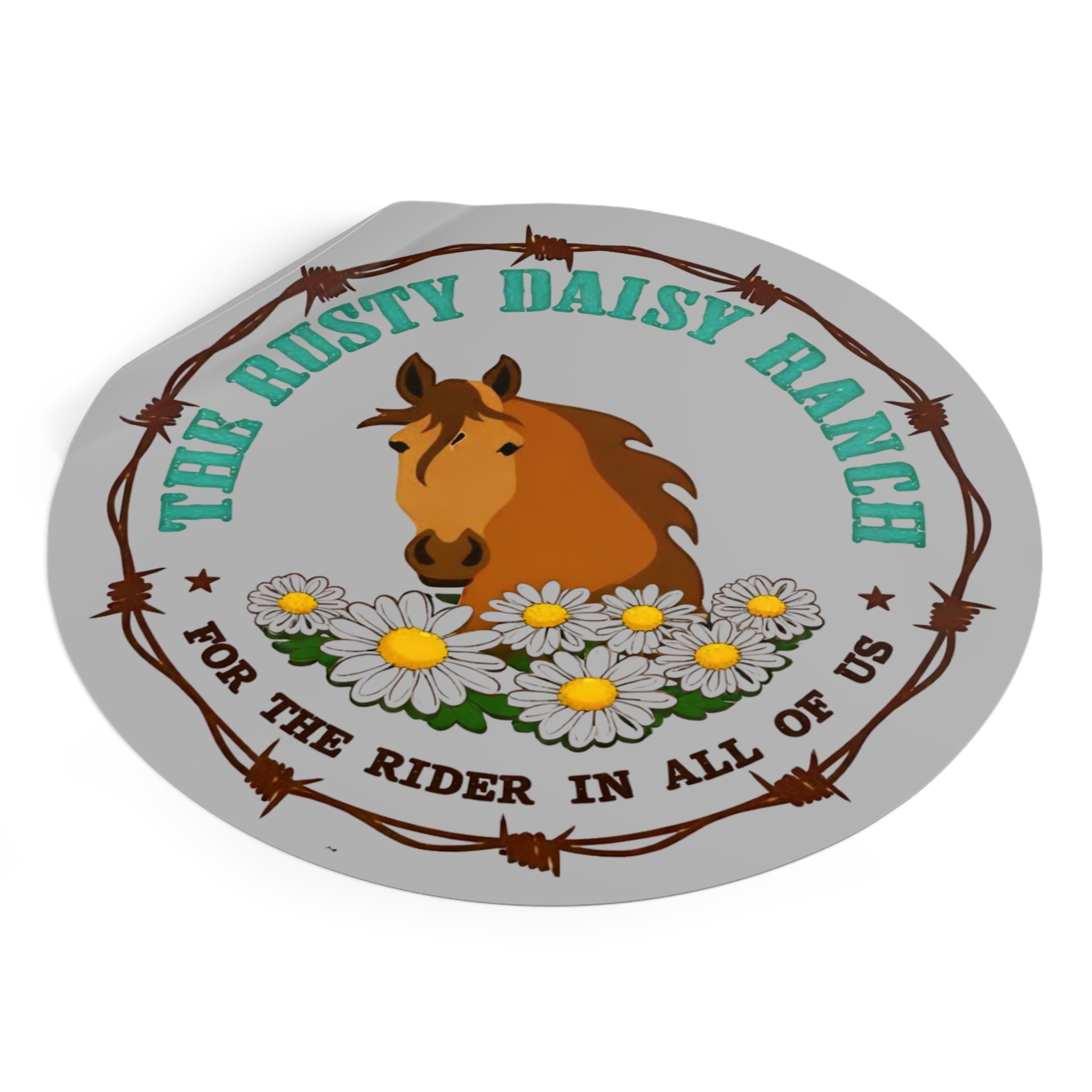 Rusty Daisy Ranch Round Vinyl Sticker