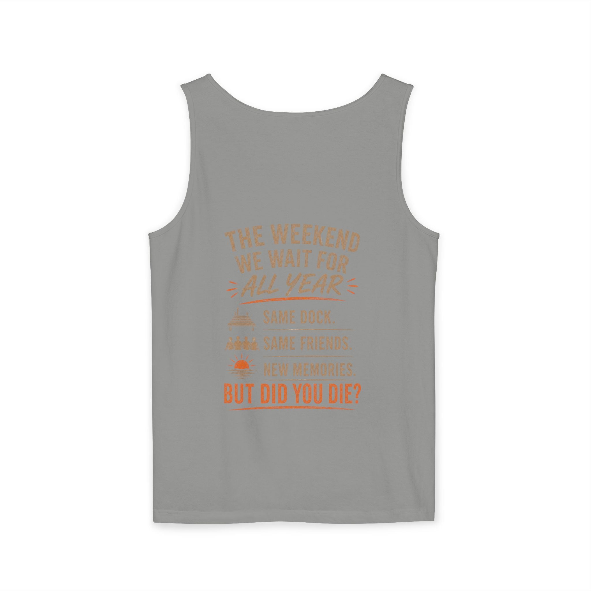 Lakehouse Tank Top — "Band on the Dock" Personalized Sunset Dock Tee