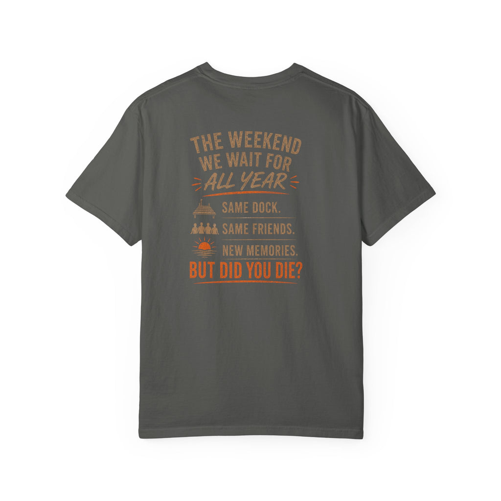 Lakehouse Dock T-Shirt — "Band on the Dock" Sunset Graphic Tee (Tennessee 2024)