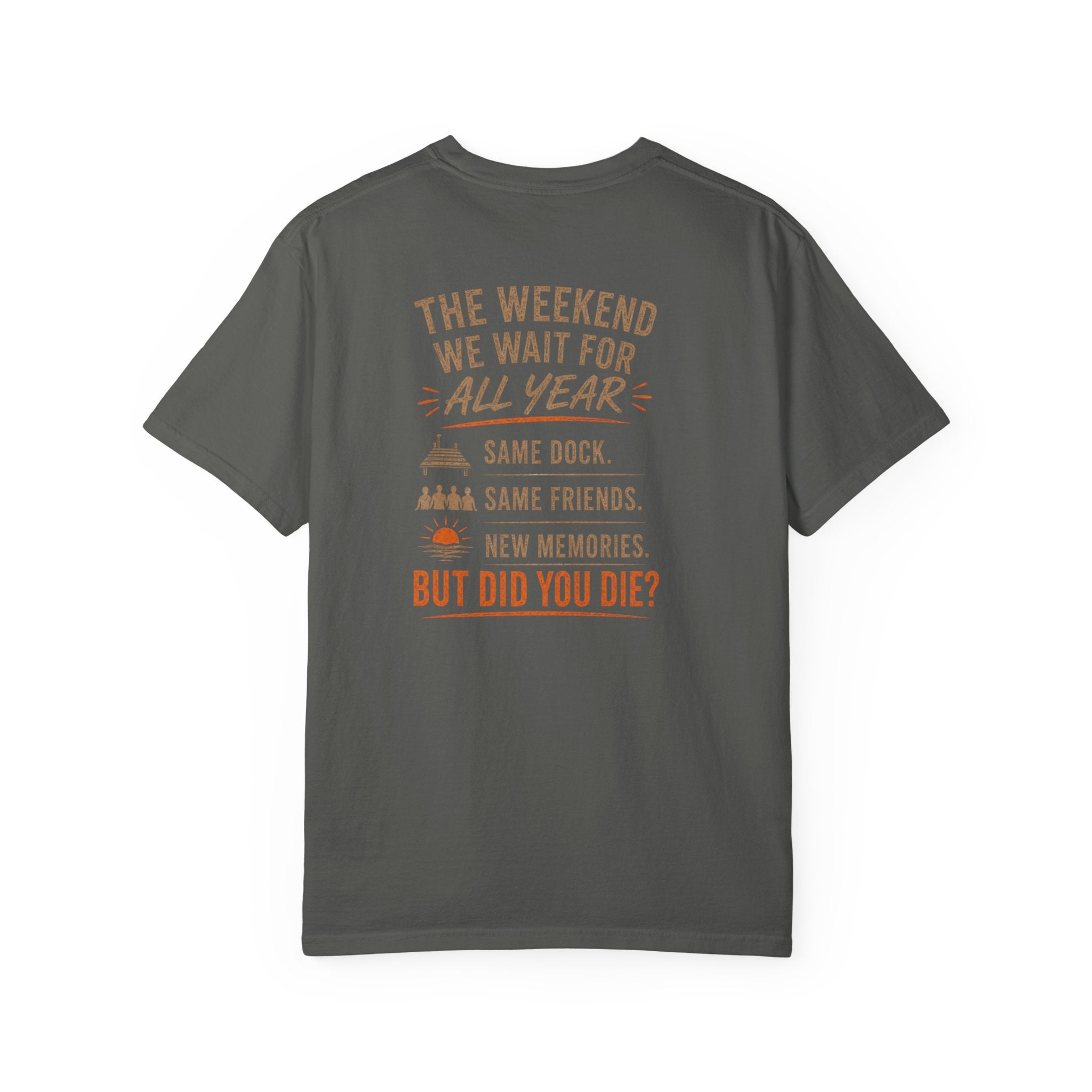 Lakehouse Dock T-Shirt — "Band on the Dock" Sunset Graphic Tee (Tennessee 2024)