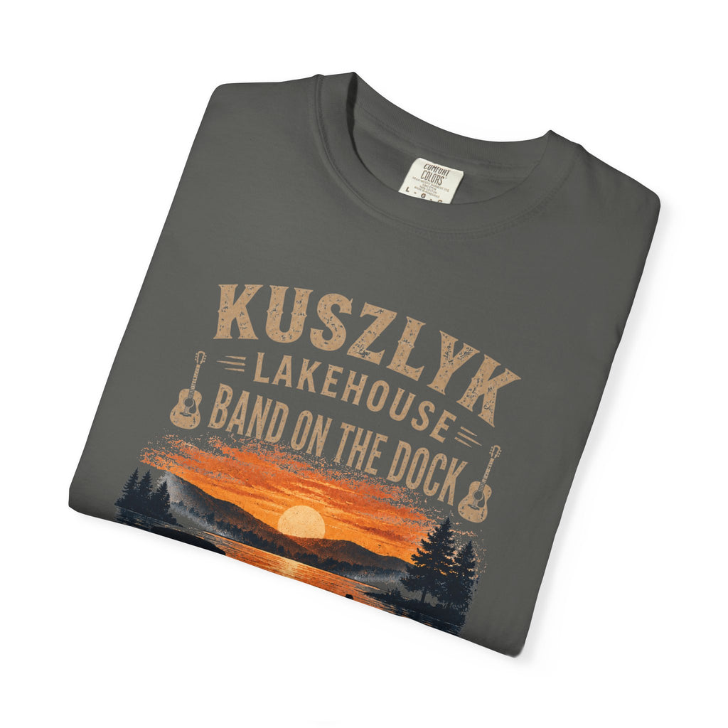 Lakehouse Dock T-Shirt — "Band on the Dock" Sunset Graphic Tee (Tennessee 2024)