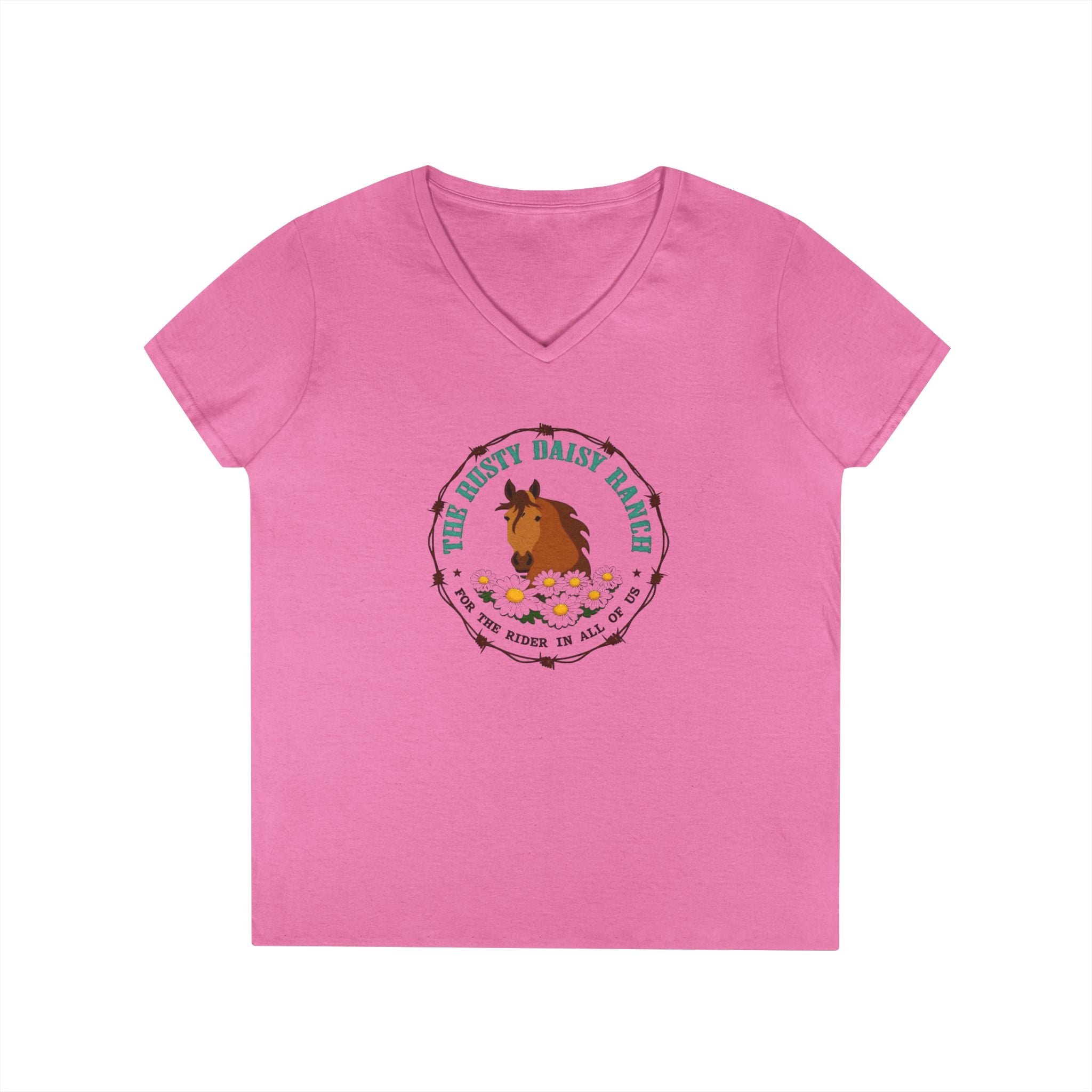 Ladies' V-Neck T-Shirt -Rusty Daisy Ranch