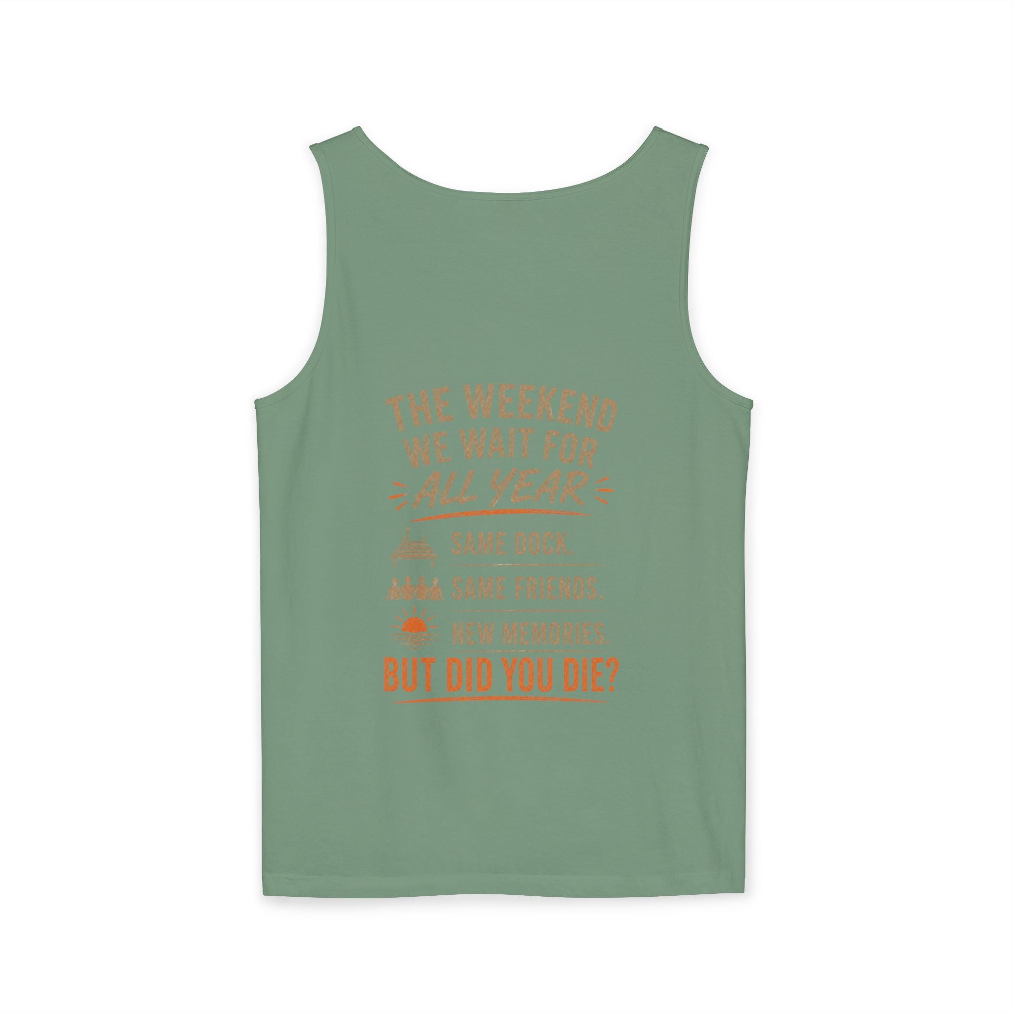 Lakehouse Tank Top — "Band on the Dock" Personalized Sunset Dock Tee