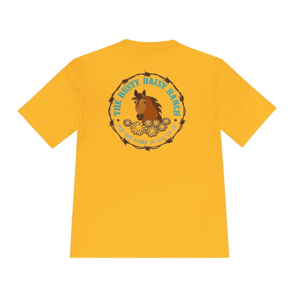 Moisture‑Wicking Shirt- RDR logo front & Rusty Daisy Ranch logo on back