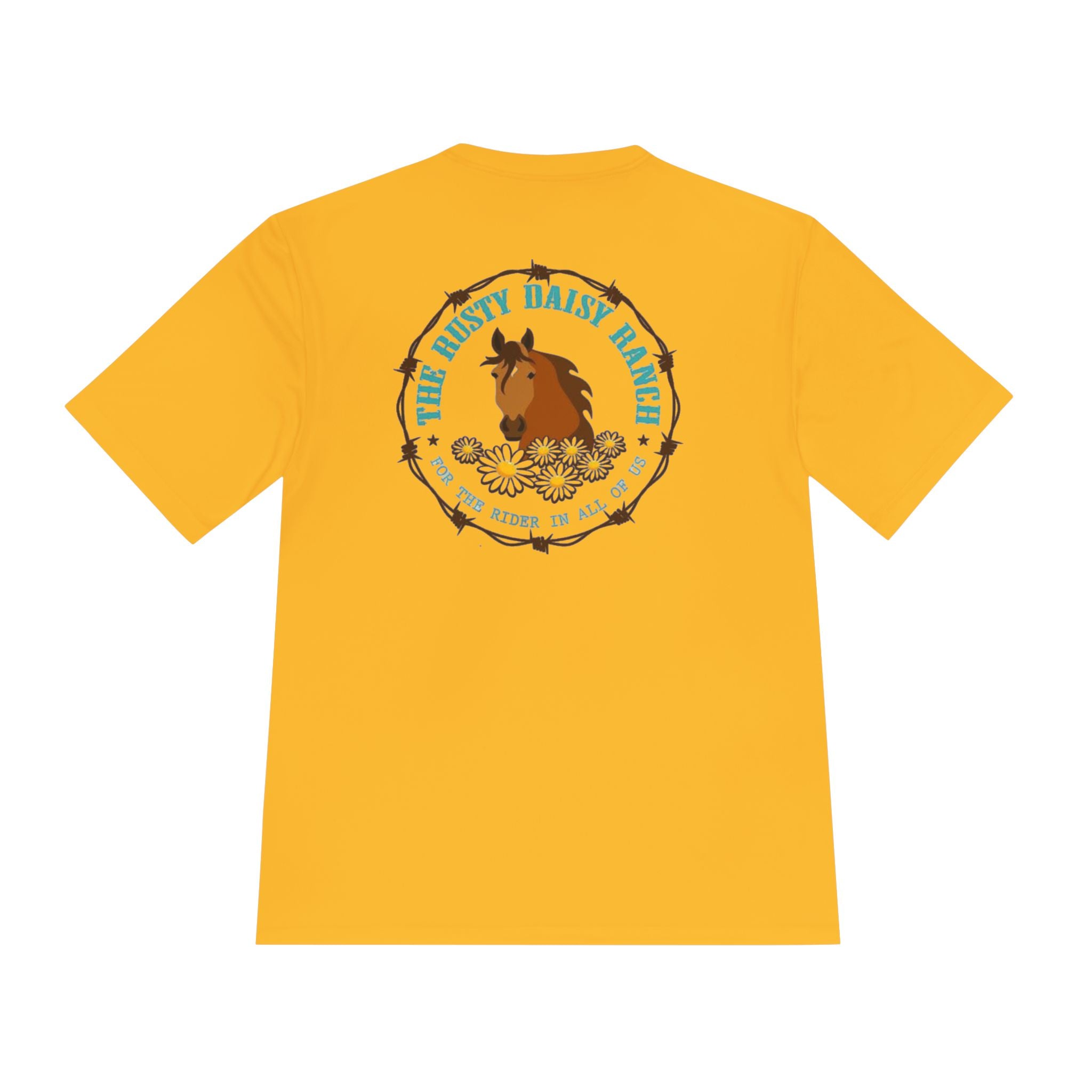 Moisture‑Wicking Shirt- RDR logo front & Rusty Daisy Ranch logo on back