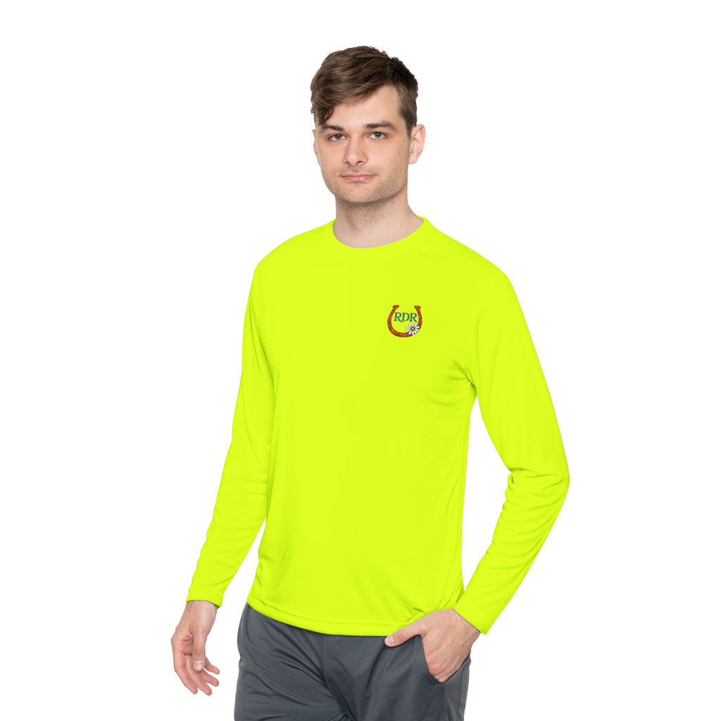 Long Sleeve Tee — RDR logo front & Rusty Daisy Ranch logo & "Follow me down the trail to" back