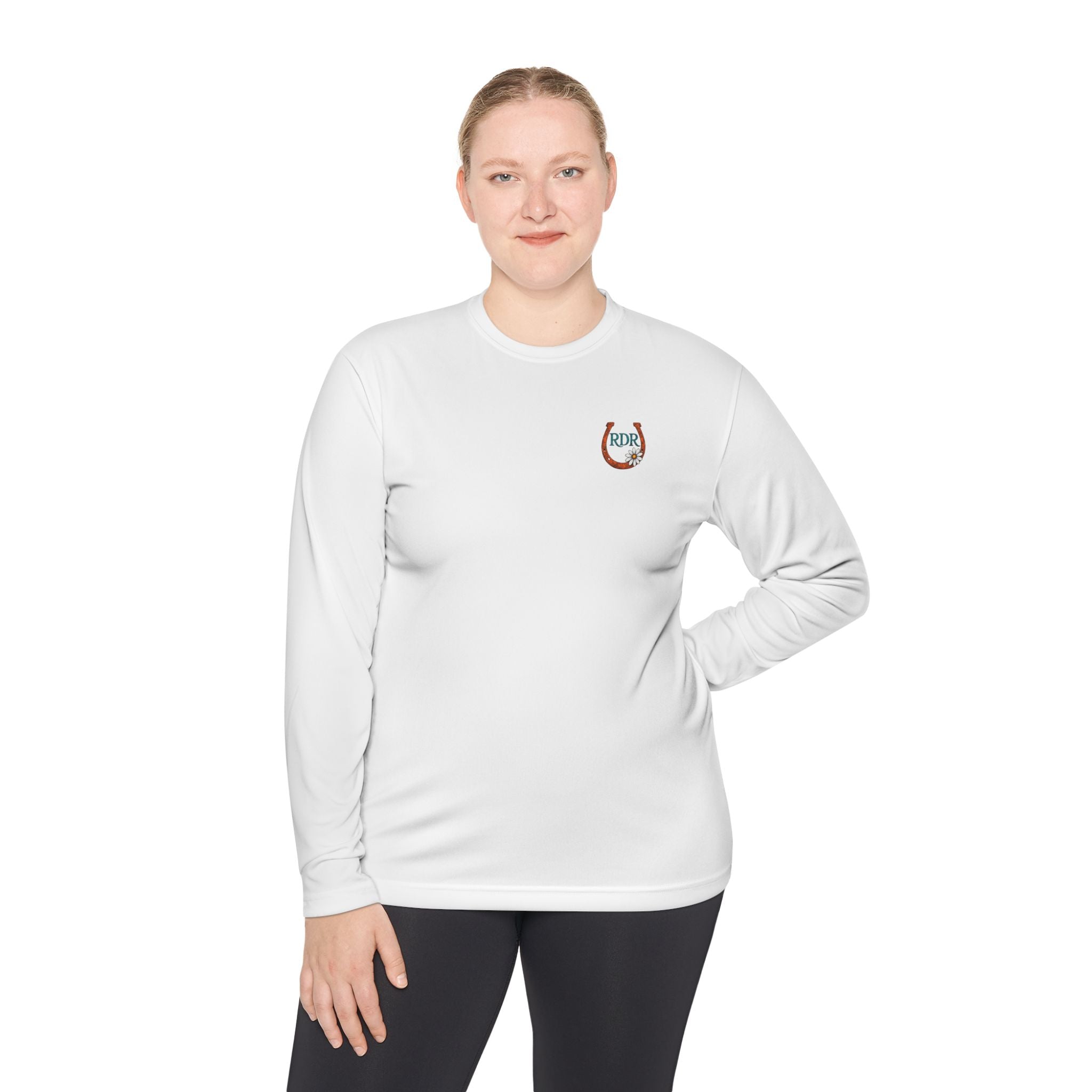Long Sleeve Tee — RDR logo front & Rusty Daisy Ranch logo & "Follow me down the trail to" back