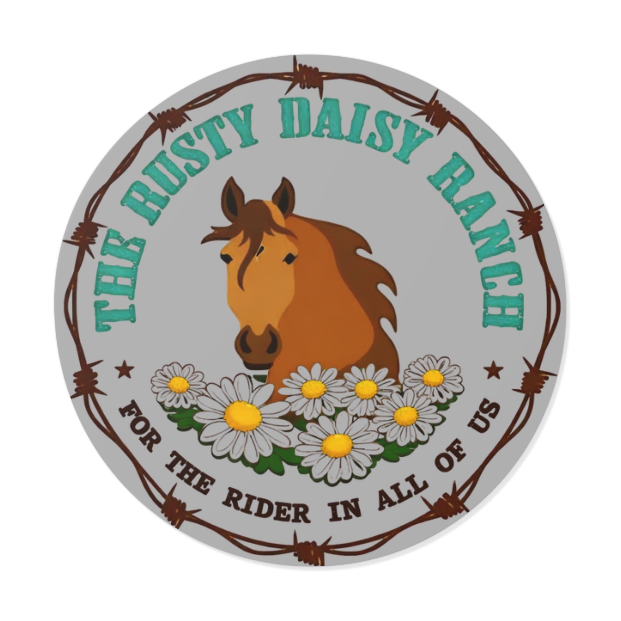 Rusty Daisy Ranch Round Vinyl Sticker