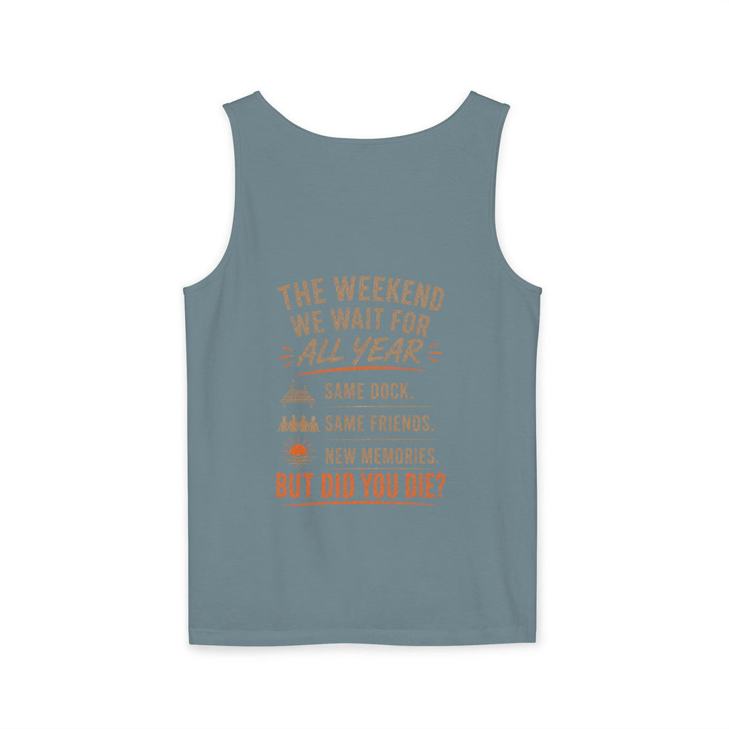 Lakehouse Tank Top — "Band on the Dock" Personalized Sunset Dock Tee