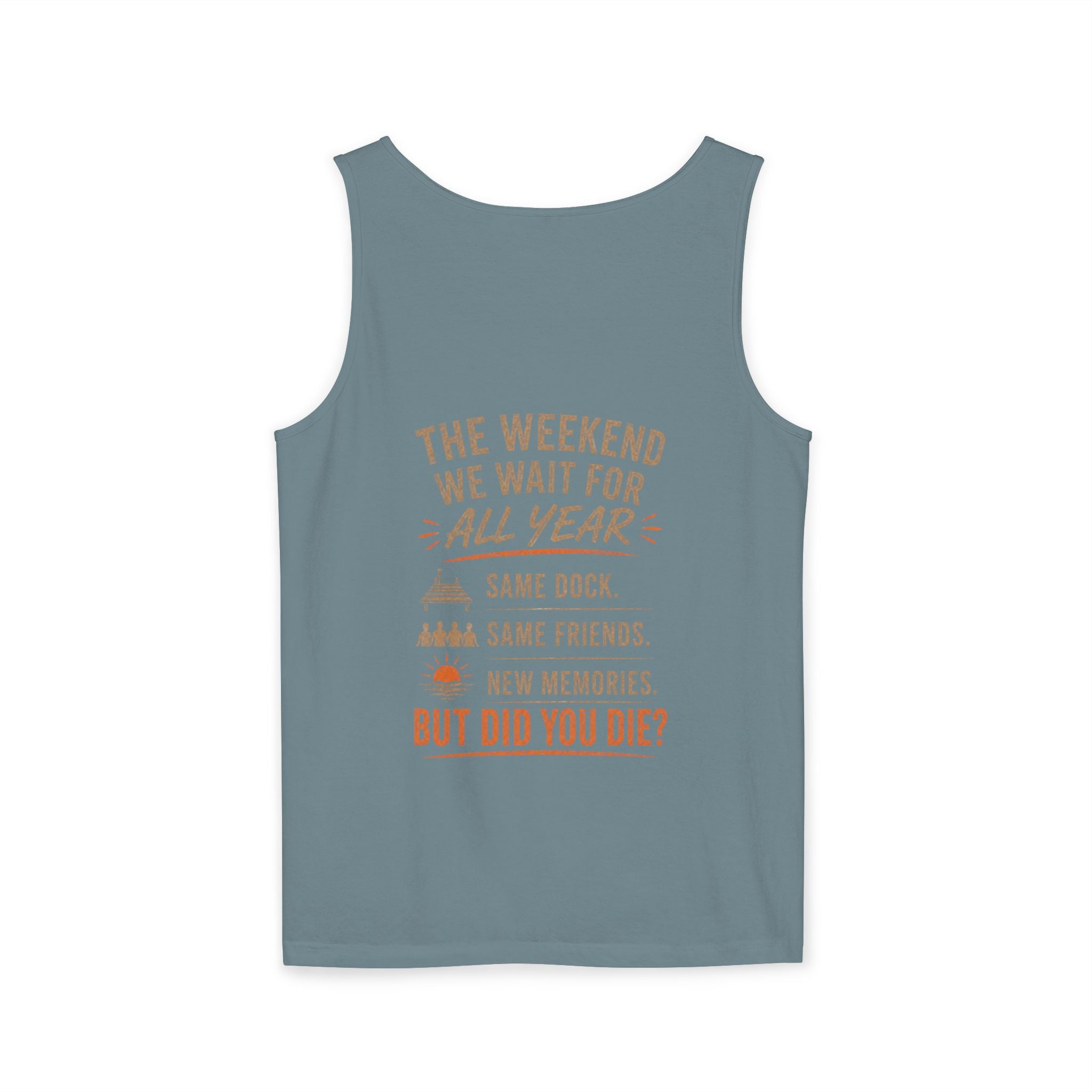 Lakehouse Tank Top — "Band on the Dock" Personalized Sunset Dock Tee