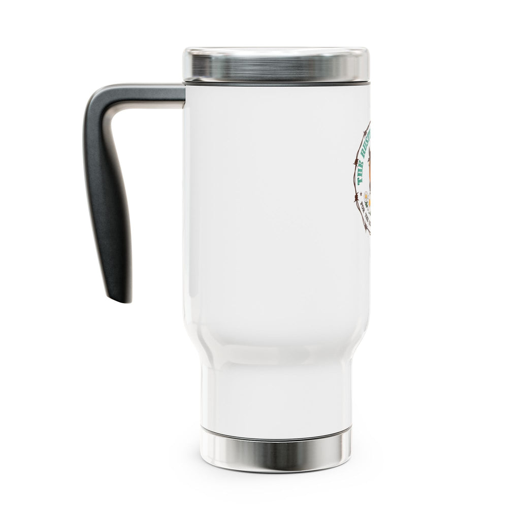 Stainless Steel Travel Mug with Handle – 14oz with double Rusty Daisy Ranch logo