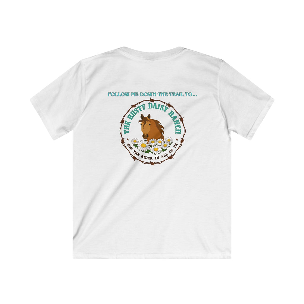 Kids Tee — RDR logo front & Follow me down the trail to with logo on back