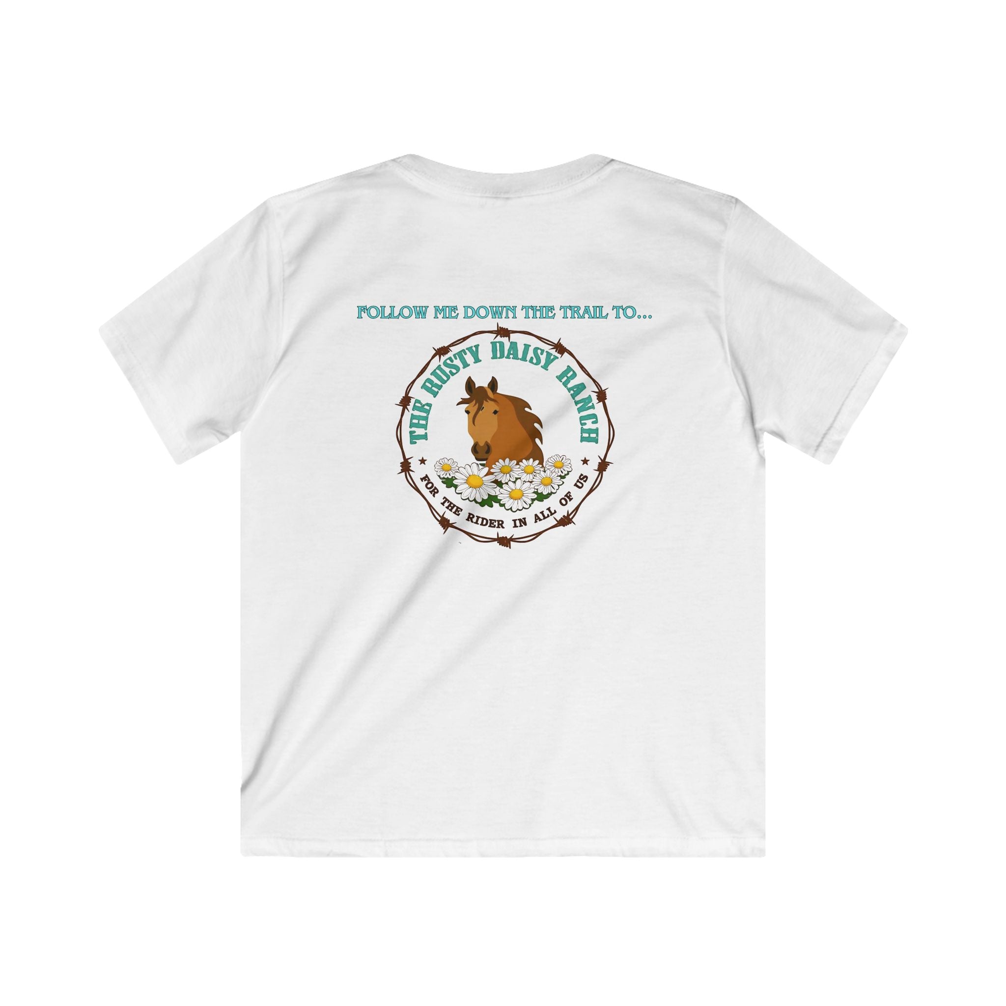Kids Tee — RDR logo front & Follow me down the trail to with logo on back