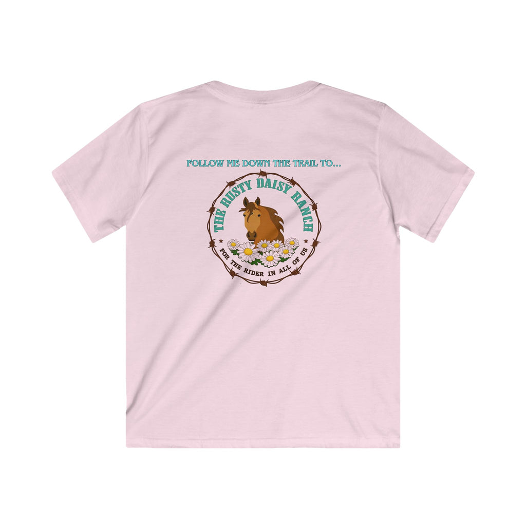 Kids Tee — RDR logo front & Follow me down the trail to with logo on back