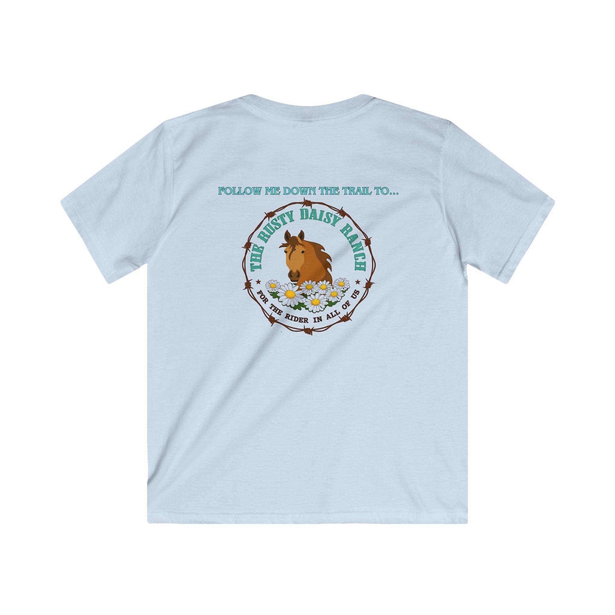 Kids Tee — RDR logo front & Follow me down the trail to with logo on back