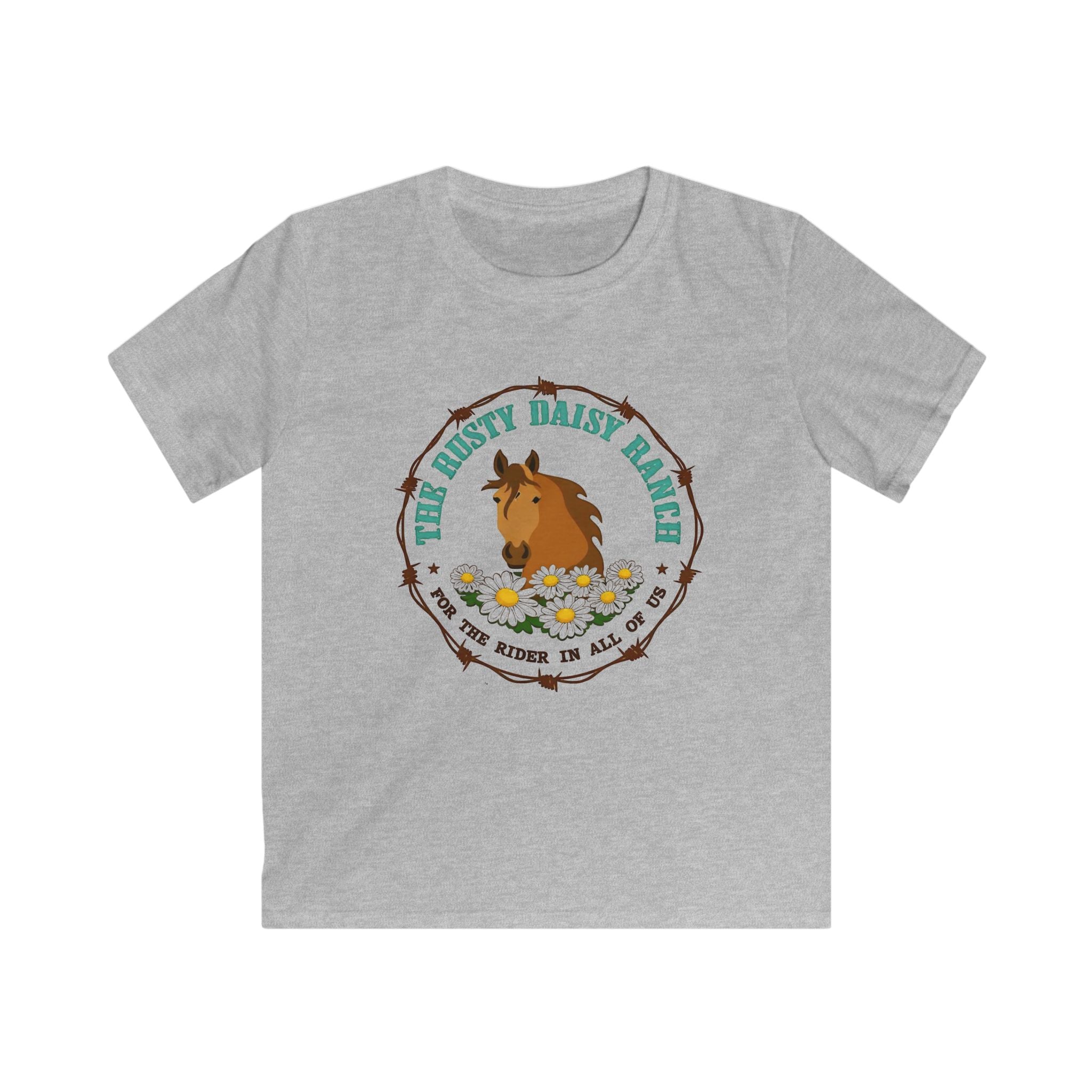 Kids T‑Shirt — The Rusty Daisy Ranch Horse Tee (“Best Rider in All of Us”)